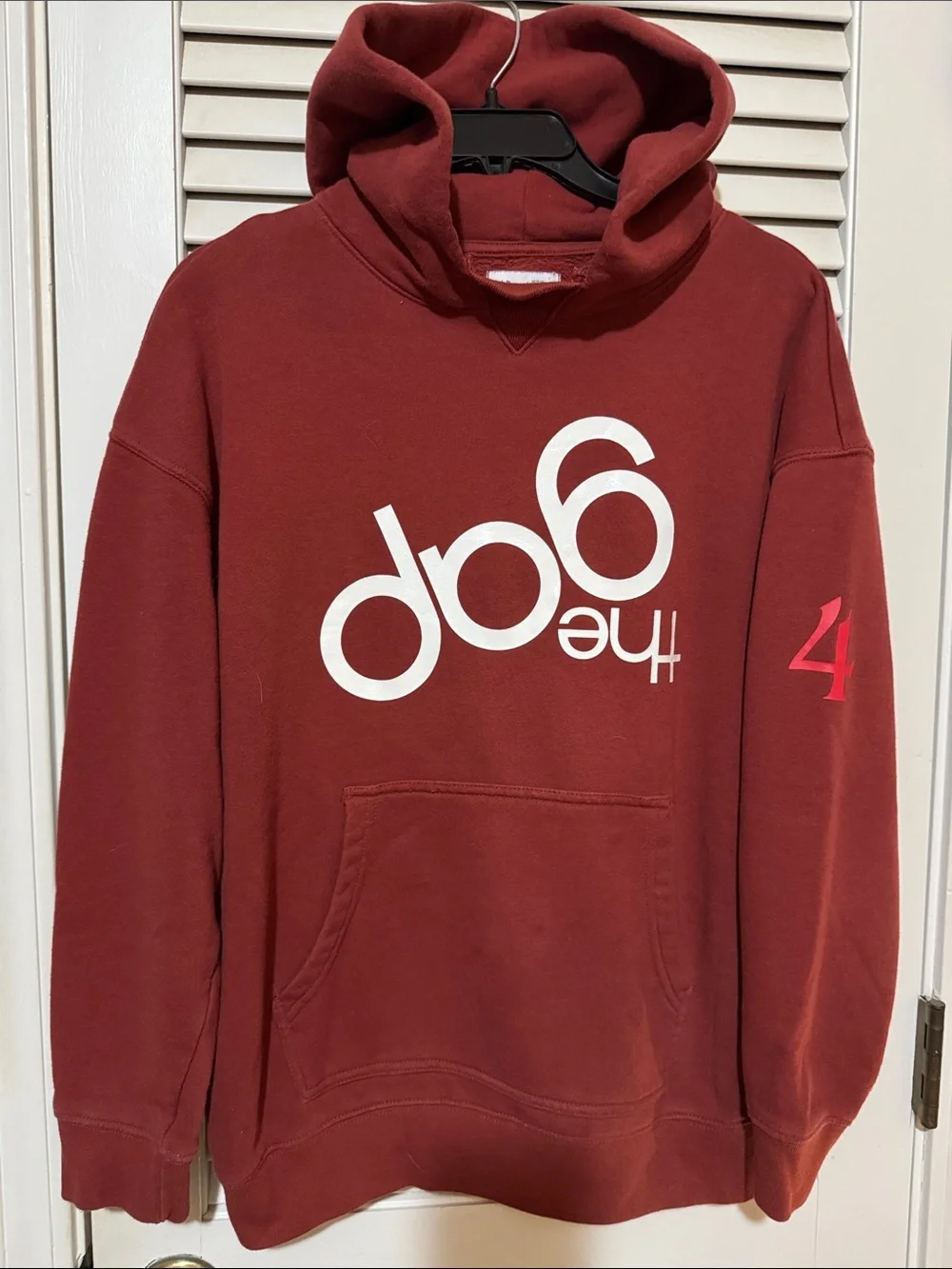 GAP Red Stranger Things Logo Hoodie with White Graphic